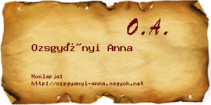 Ozsgyányi Anna névjegykártya
